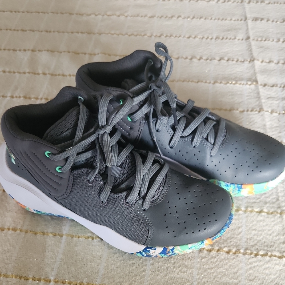 Under Armour Kids Charcoal Sneakers with Colorful Soles